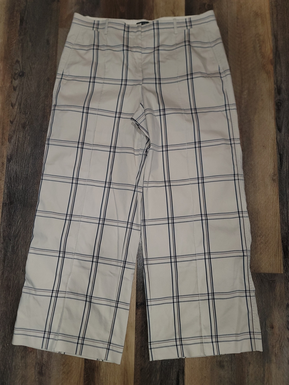 Lafayette 148 New York Plaid Wide Leg Cropped Pants Size 16 - Picture 2 of 9